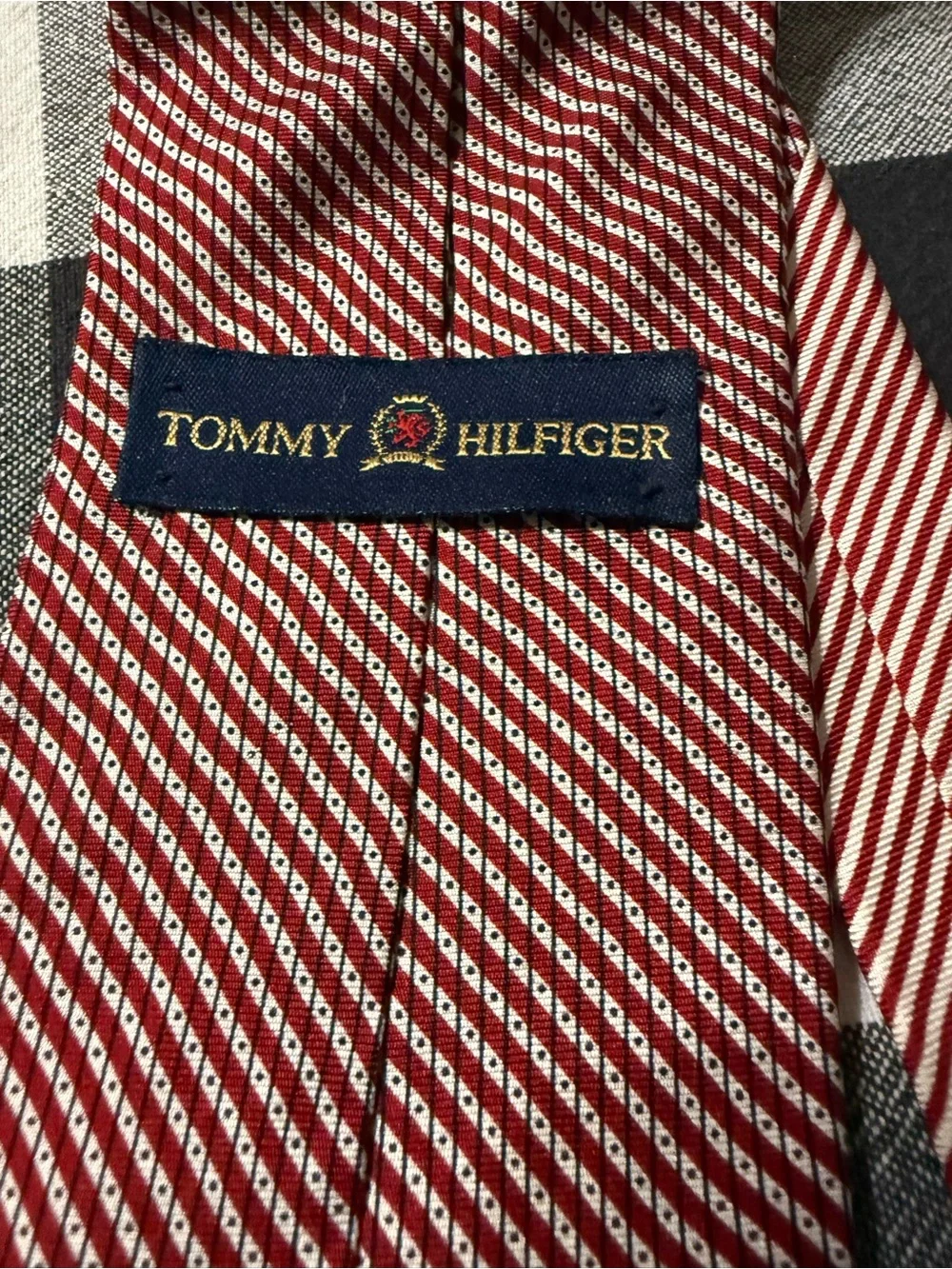 Tommy Hilfiger Red and White Micro-Stripe Tie